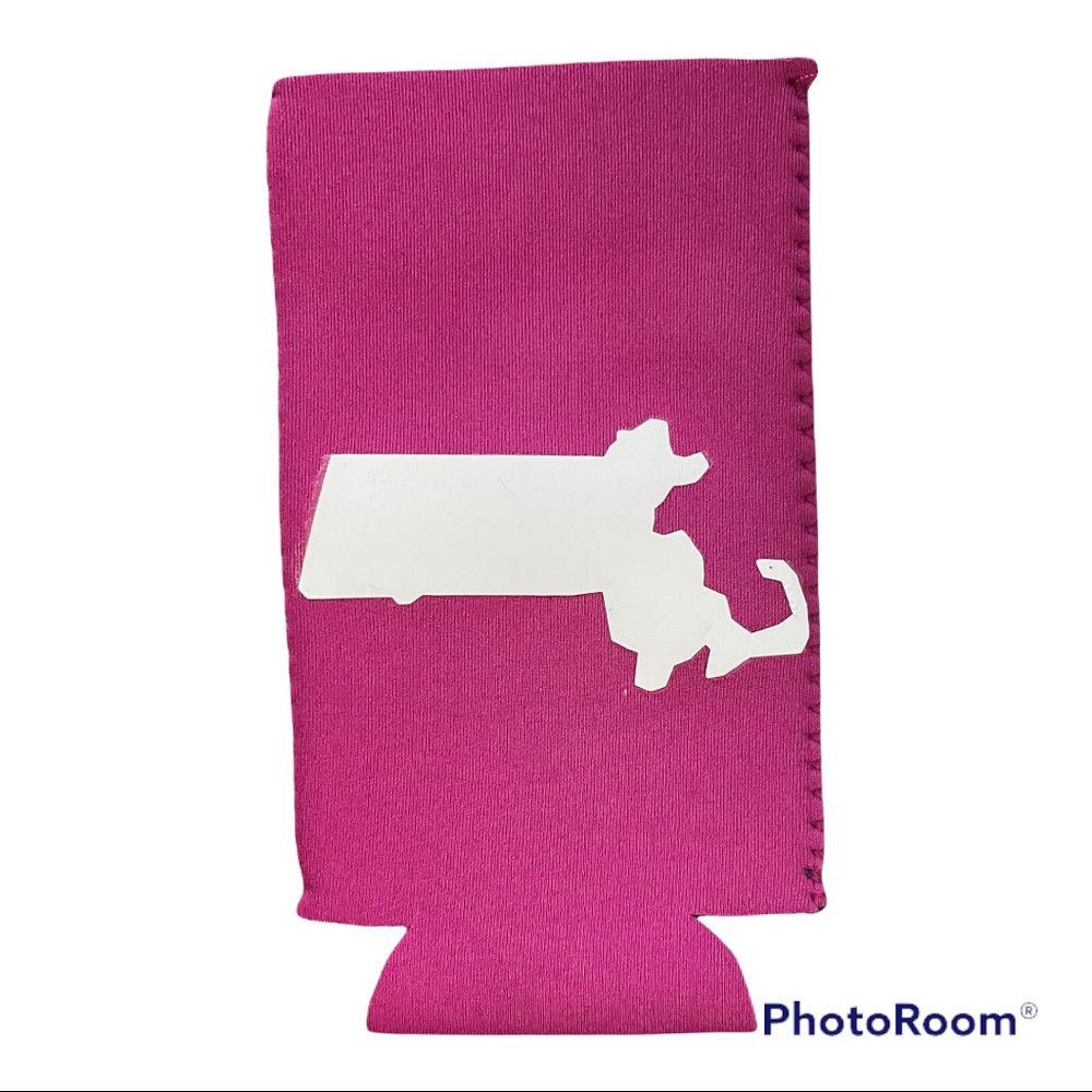 Pink Slim Can Coozie - Massachusetts State Decal! Fits a White Claws, Truly etc.